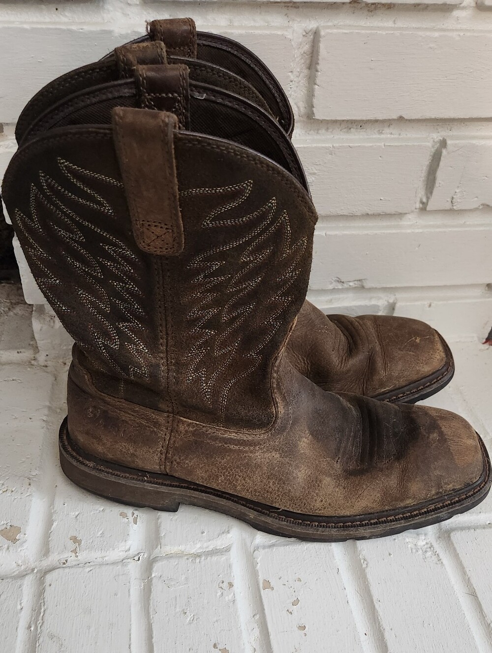 Ariat Groundbreaker Men's Brown Leather Western Work Boots , Size 9.5D